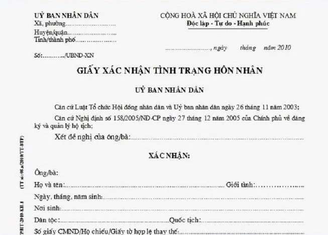 Giấy xác nhận tình trạng hôn nhân dùng để làm gì?