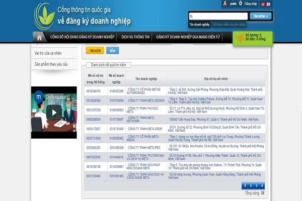 Các cách tra cứu danh sách các doanh nghiệp.